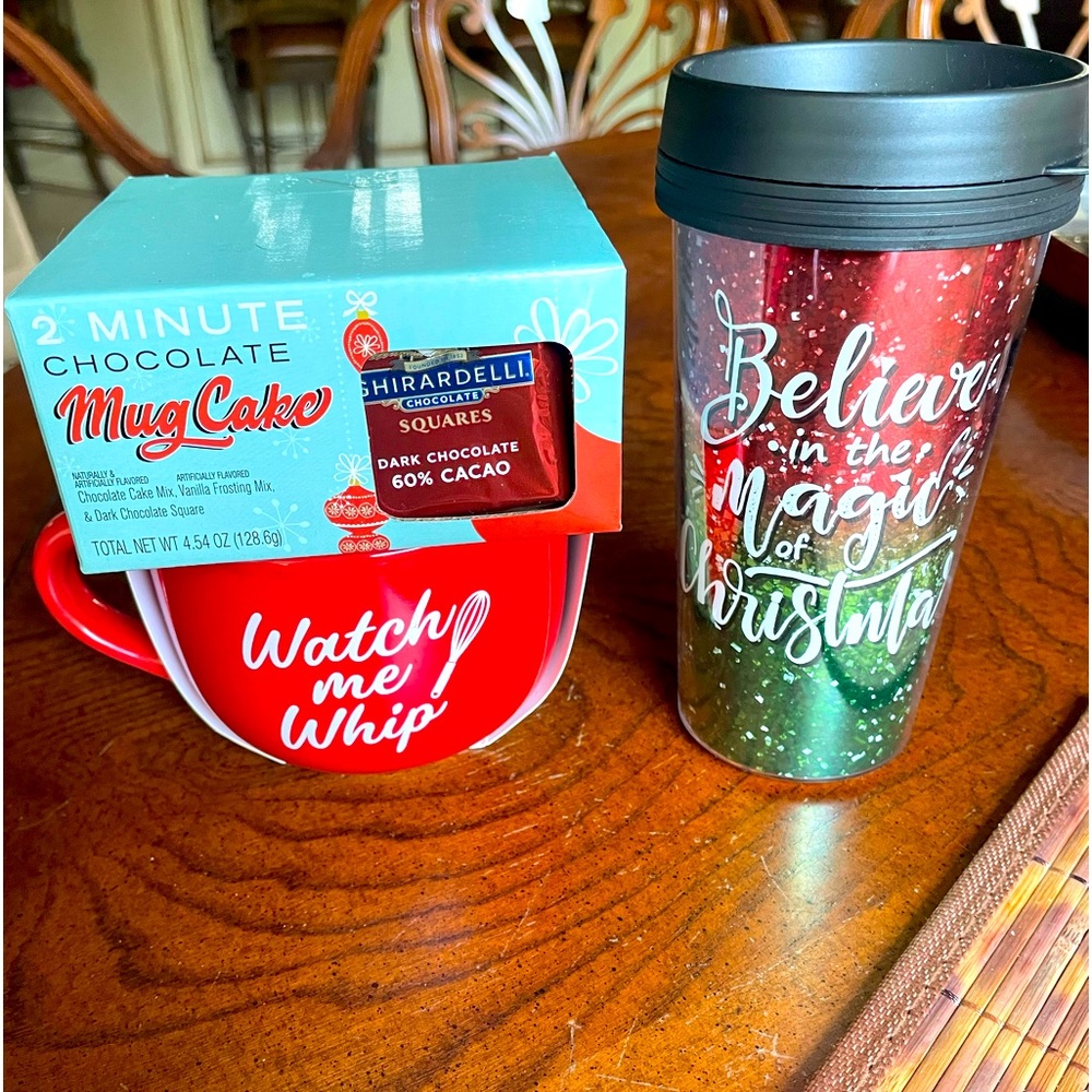 Bundle of 2, insulated Holiday cup & Mug Cake Cup